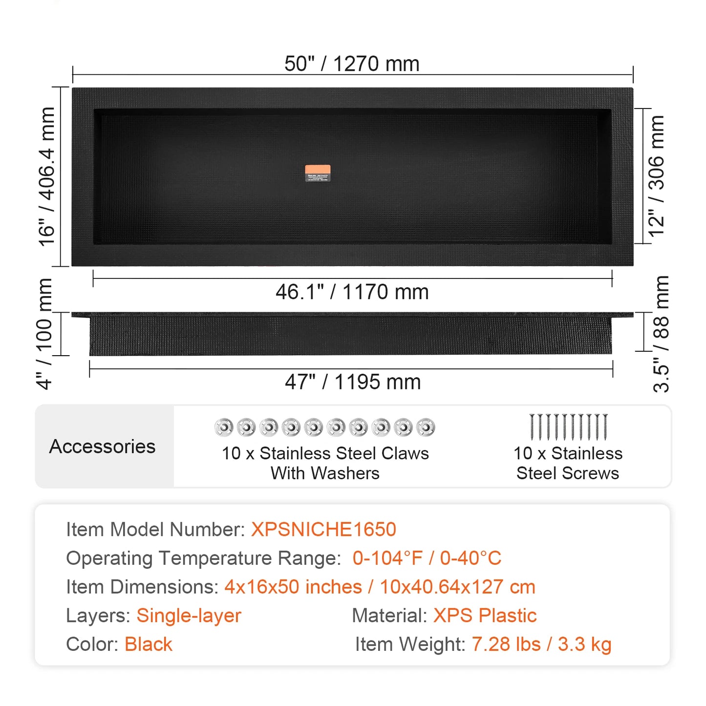 SucceBuy Shower Niche Ready for Tile Shelf Organizer Corners Niche Recessed Sealed Protection Soap Storage for Shower Bathroom
