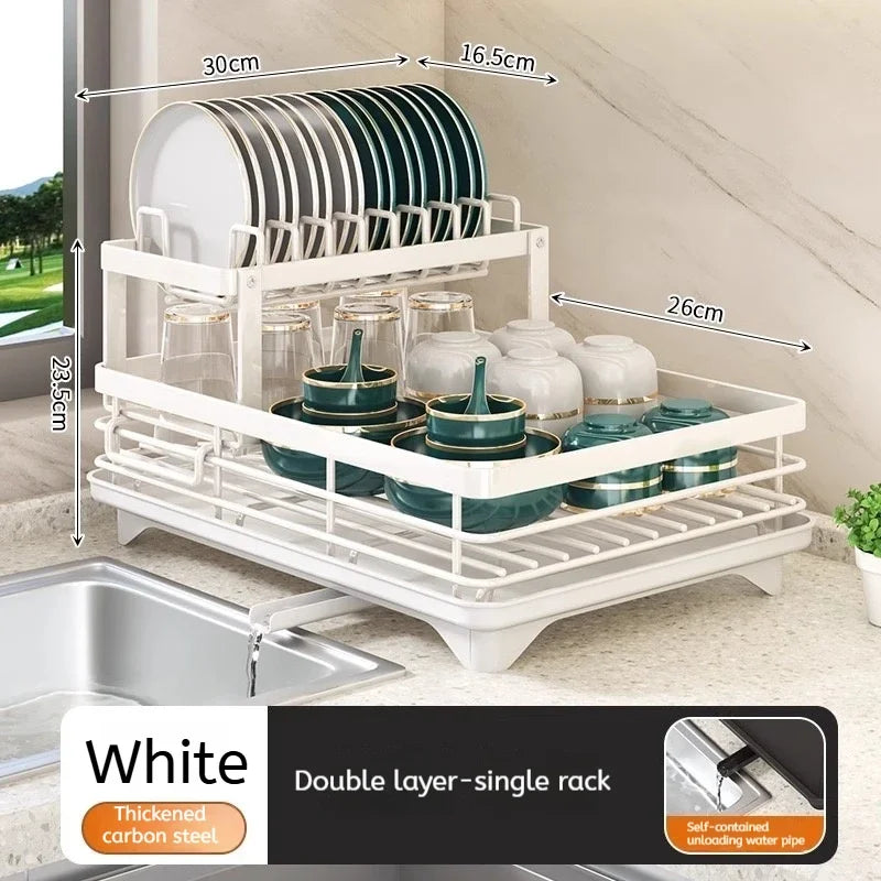 Stainless Steel Dish Drying Rack with Drainboard, Over Sink Plate Organizer for Kitchen Storage & Organization
