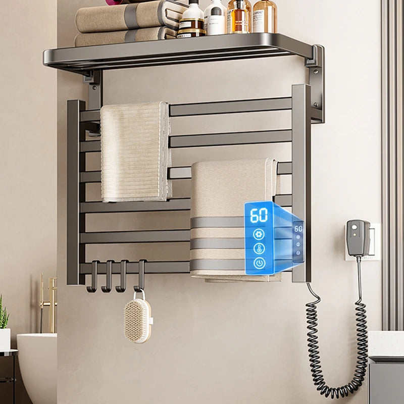 Electric Heated Towel Rail Bathroom Wall Towel Rack Thermostat Sterilization Towels Warmers Storage Towels Dryer Accessories