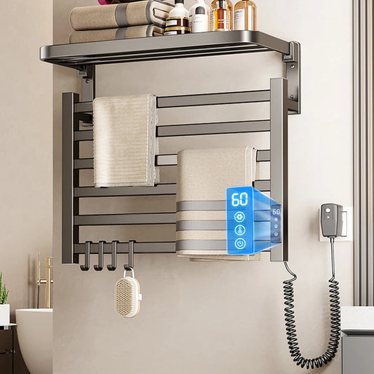 Electric Heated Towel Rail Bathroom Wall Towel Rack Thermostat Sterilization Towels Warmers Storage Towels Dryer Accessories