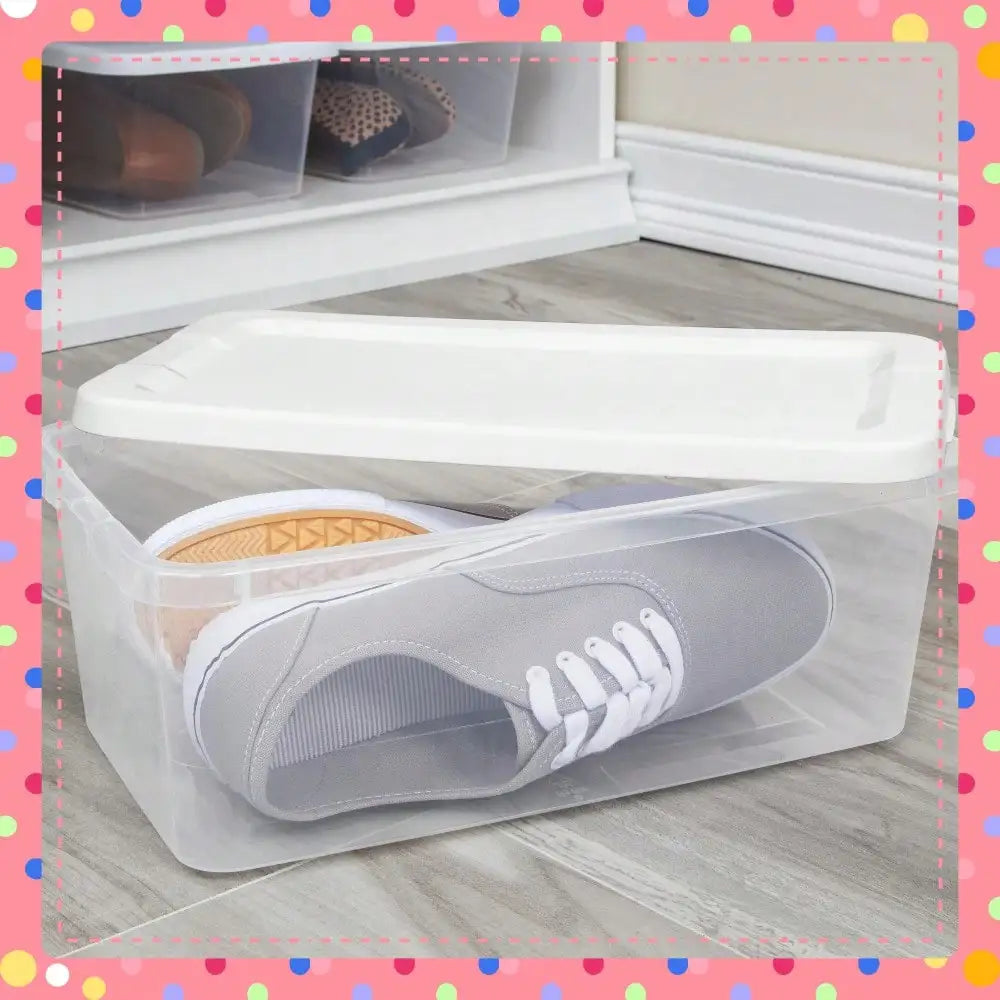 6-Quart Clear Storage Bins, Snap-On Lid Storage Containers with White Lid, Set of 10