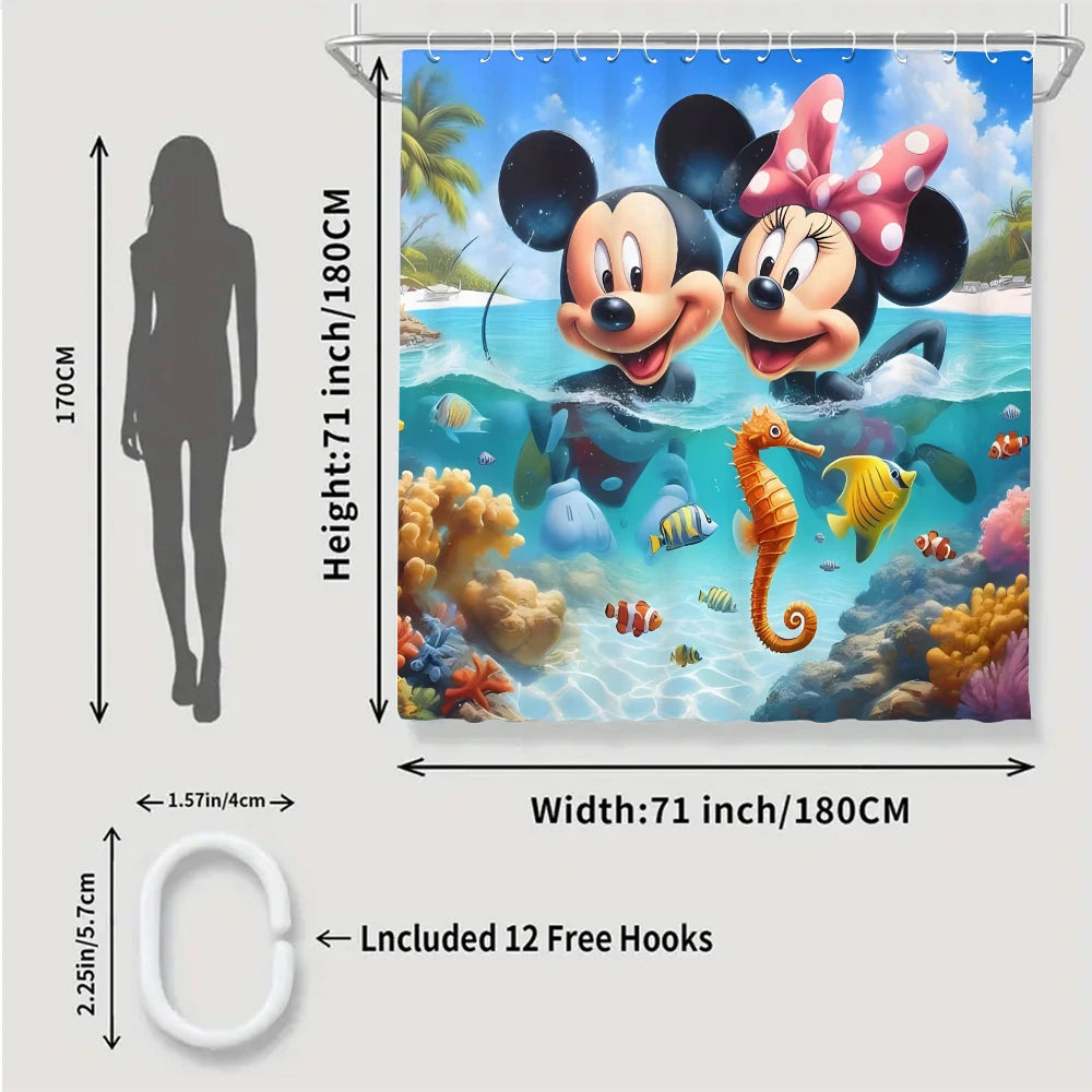 Disney Mickey Mouse Bathroom Four-piece Set - Avant-garde Waterproof Shower Curtain, creating a complete bathroom kit
