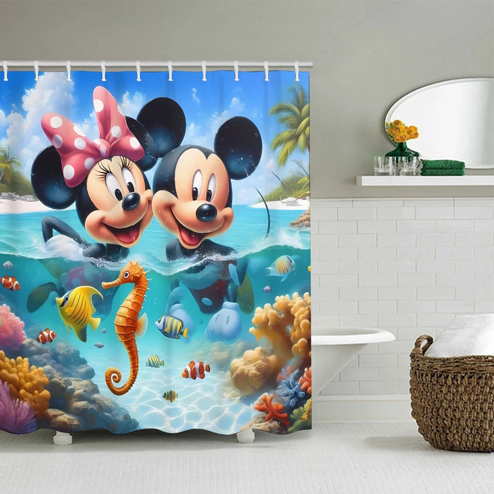 Disney Mickey Mouse Bathroom Four-piece Set - Avant-garde Waterproof Shower Curtain, creating a complete bathroom kit